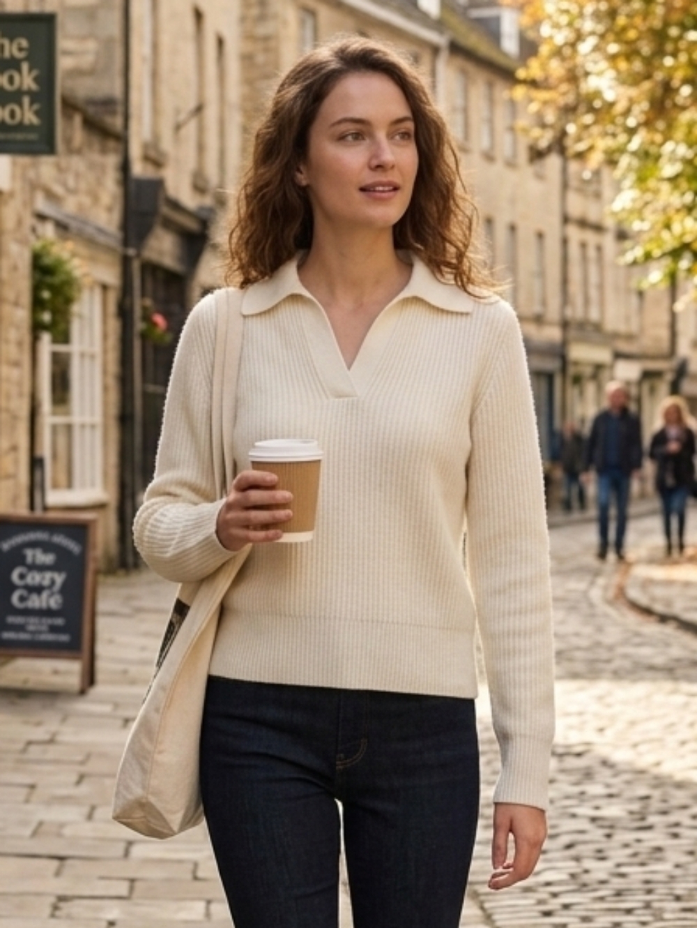 Uniqlo X Comptoir Des Cotonniers Women's Cream Wool V Neck Sweater Size M